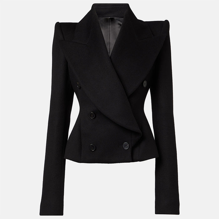 Black blazer on a light gray background