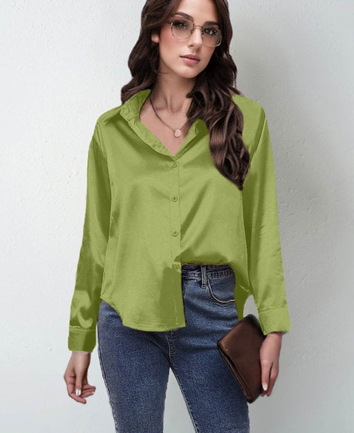 Chic Satin Long Sleeve Shirt - Women's Imitation Silk Top - Dio Kollections
