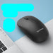 Black ViewSonic computer mouse on a light blue background with text.