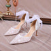 Elegant White Lace High Heel Sandals for Weddings and Special Occasions - Dio Kollections