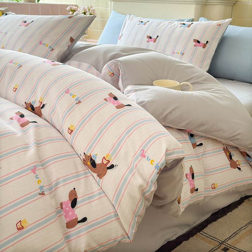 Four-Piece Cotton Double-Layer Gauze Set Bed Sheet Quilt Cover Washed Cotton Double-Layer Gauze Set - Dio Kollections