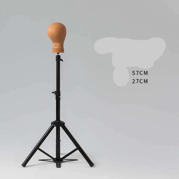 Basketball head model on a stand with dimensions displayed on a gray background