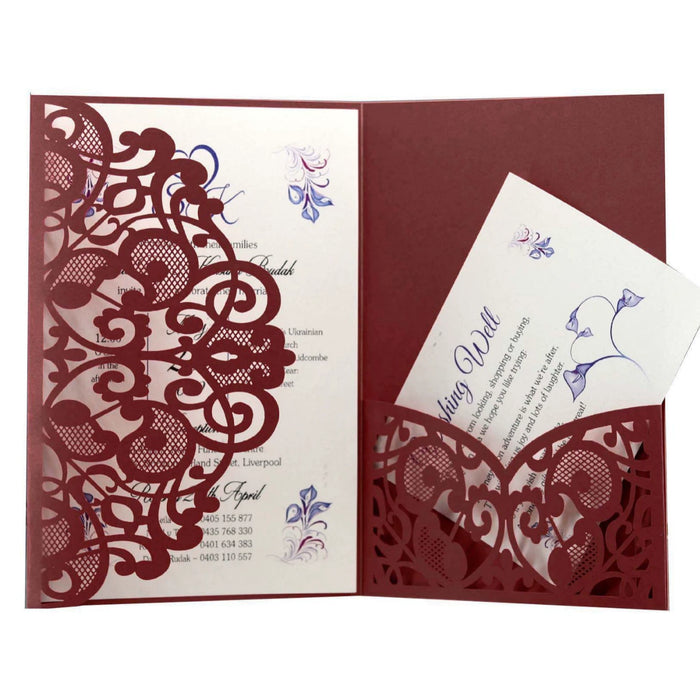 Dio Laser Cut Tri-Fold Invitation Card Kit - 10 Pieces