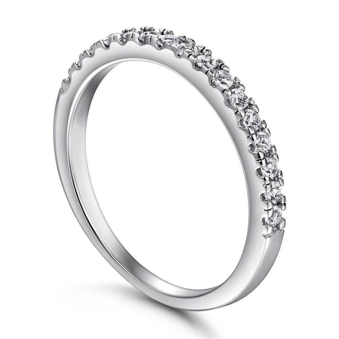 S925 Silver Women's Sterling Row Ring Same Row Diamond Zircon Women's Silver Ring Z+2 1/2 - Dio Kollections