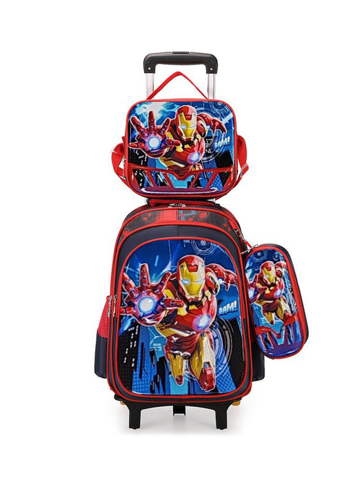 Children's school bag set with Iron Man design on a white background