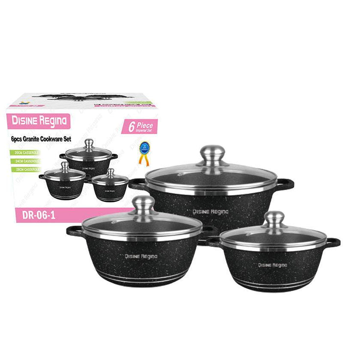 Barley Rice Stone Non-Stick Cooking Set - 6 Piece Pots with Glass Lids - Dio Kollections