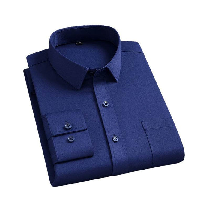 Men's Shirt With Pockets Middle-Aged Long-Sleeved Casual No-iron Four-Sided Stretch Business Shirt - Dio Kollections