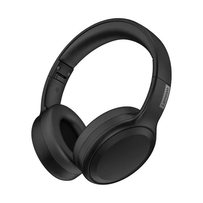 Black Lenovo headphones on a white background