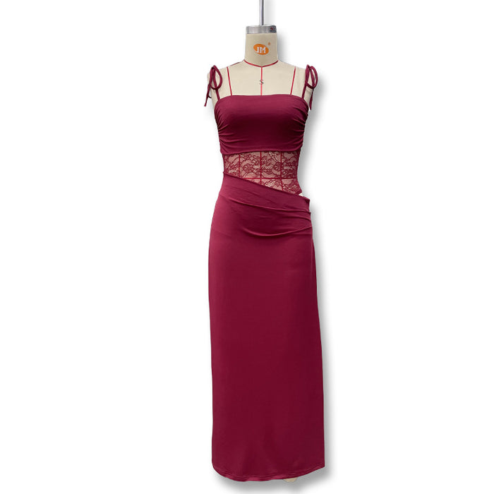 Dio Sexy Lace Hollow-Out Sleeveless Slim-Fit Camisole Dress