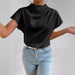 Elegant Satin Pleated T-Shirt Top Blouse with Round Neck for Women - Dio Kollections