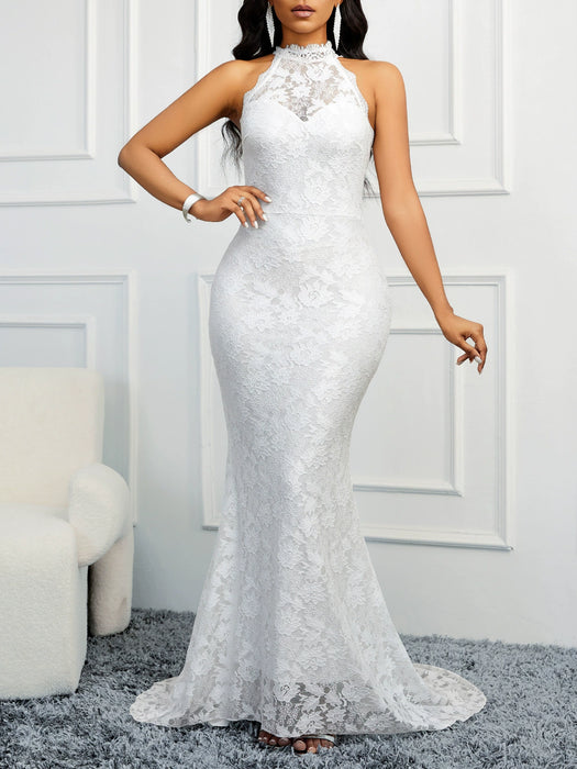 Dio 2024 Mermaid Backless High Neck Wedding Dress - Dio Kollections