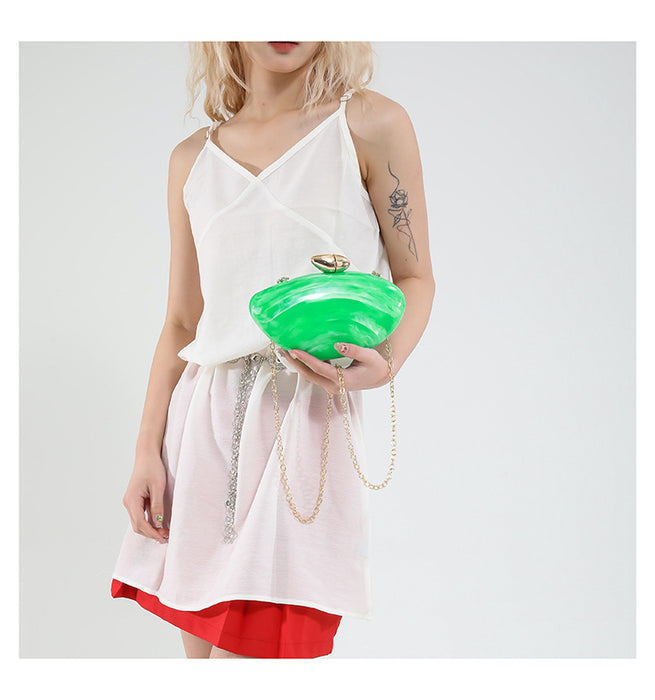 New Dinner Bag Oval Shell Goose Egg Acrylic Evening Chain Shoulder Bag