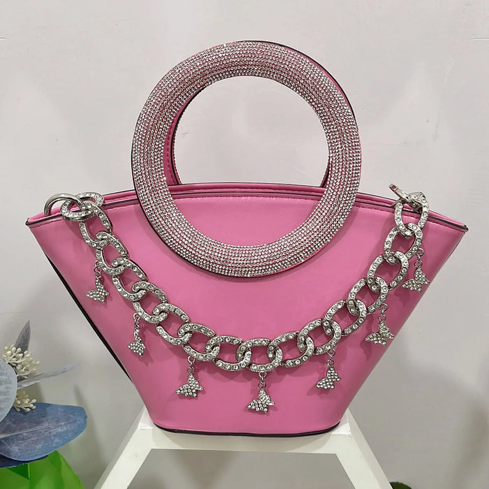 Diamond Round Handle Satchel Basket Bag Single Shoulder Crossbody Bag