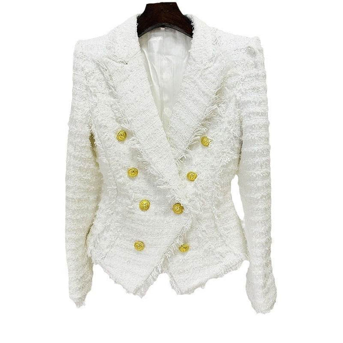 Dio Elegant Slim Fit Tweed Blazer with Tassel Detail - Dio Kollections