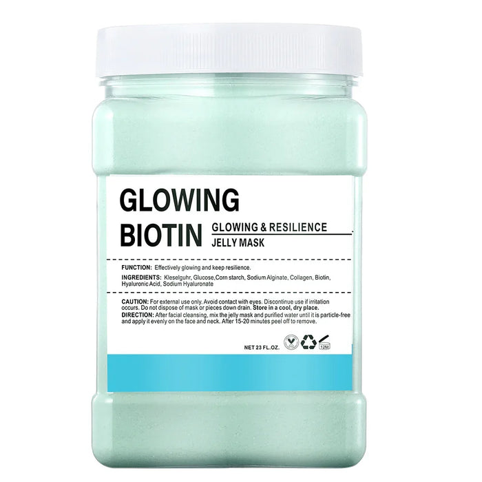 Glowing Biotin jelly mask jar with a white lid on a white background