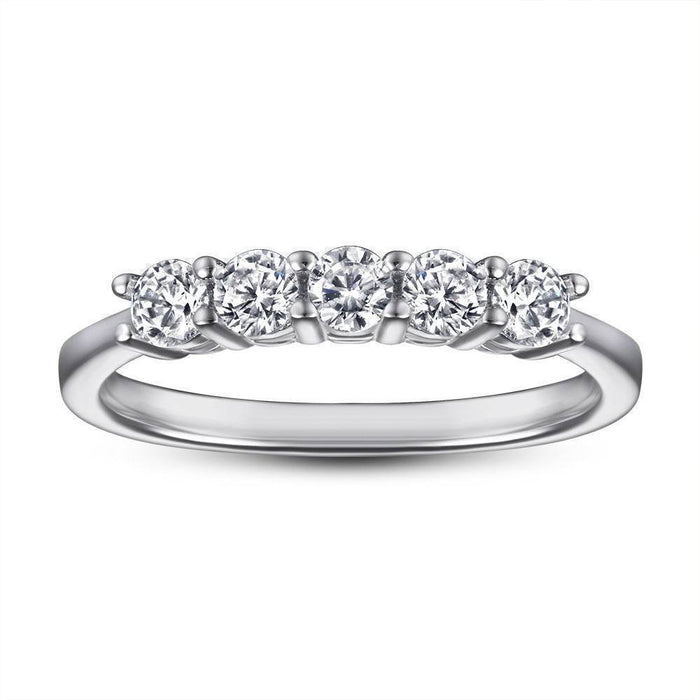 S925 Silver Women's Sterling Row Ring Same Row Diamond Zircon Women's Silver Ring Z+2 1/2 - Dio Kollections