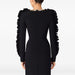 Black dress with ruffled sleeves on a white background