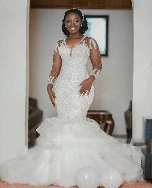 Luxurious Fishtail Princess African Mermaid-Elegant Lace Wedding Dress Dio Kollections Luxurious Fishtail Princess African Mermaid-Elegant Lace Wedding Dress Dio Kollections