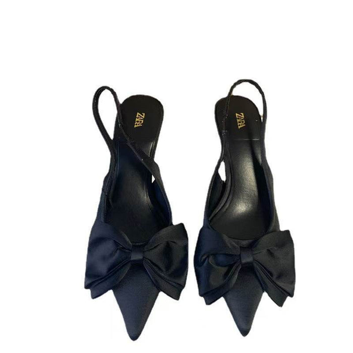 Chic Black Stiletto Heels with Bow Decoration for Women - Dio Kollections