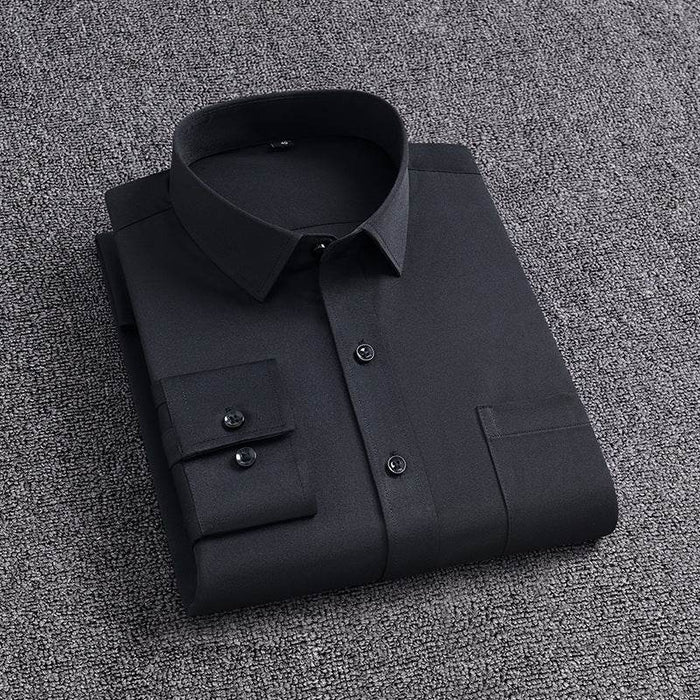 Men's Shirt With Pockets Middle-Aged Long-Sleeved Casual No-iron Four-Sided Stretch Business Shirt - Dio Kollections