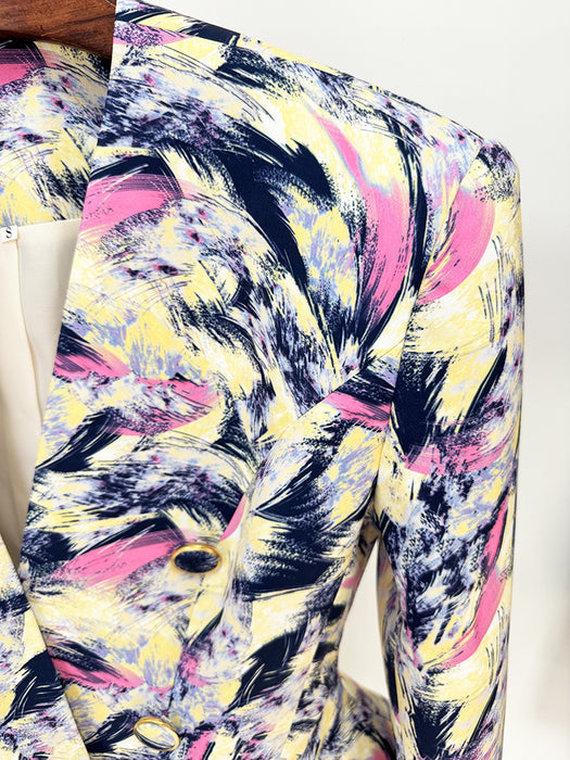 Colorful abstract patterned fabric on a white background