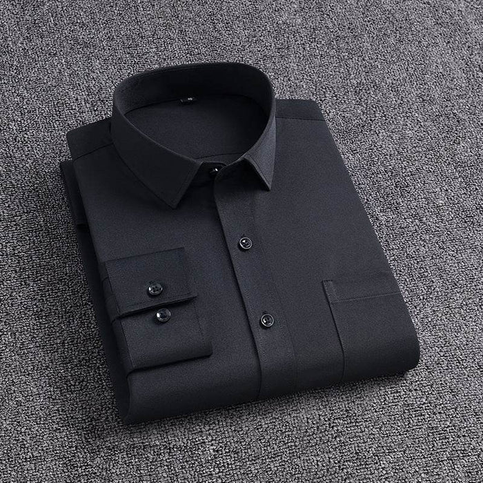 Men's Shirt With Pockets Middle-Aged Long-Sleeved Casual No-iron Four-Sided Stretch Business Shirt - Dio Kollections