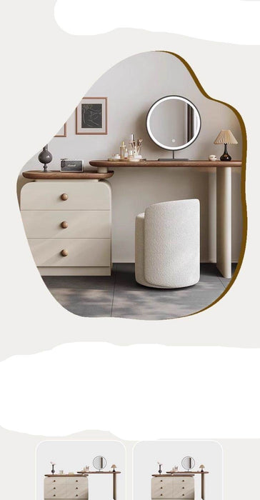 Modern Walnut Solid Wood Dressing Table with Multi-Storage and Mirror Options - Dio Kollections