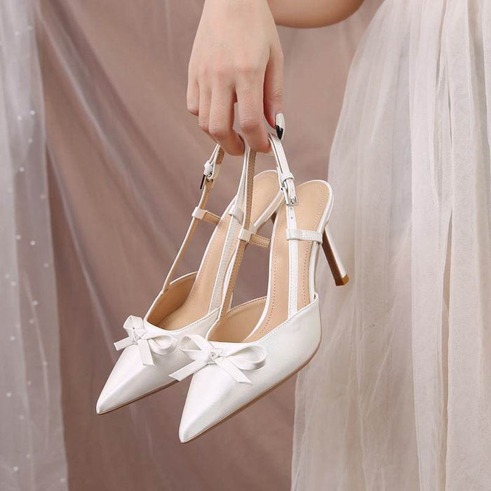 Dio White Wedding Rear Air Sandals With Pointed Toe Single Shoes - Dio Kollections