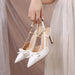 Dio White Wedding Rear Air Sandals With Pointed Toe Single Shoes - Dio Kollections