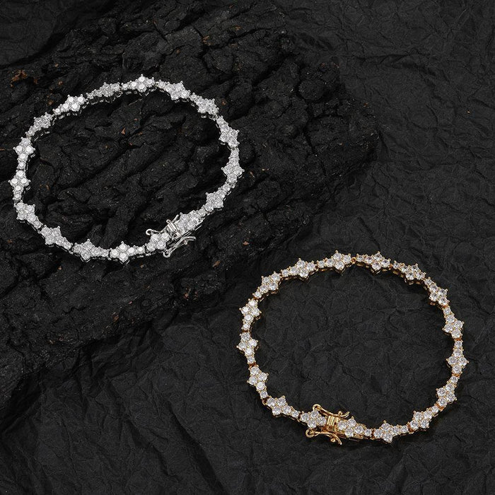 Floral Mixed Set Unisex Tennis Bracelet in Gold and Silver - Dio Kollections