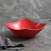 Red bowl with dimensions on a gray background