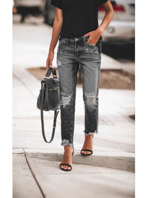 Dio Women's Ripped Straight Jeans Modern Style Denim Pant - Dio Kollections