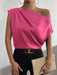 Satin Imitation Silk Irregular Shoulder Sleeveless Pullover Shirt for Women - Dio Kollections