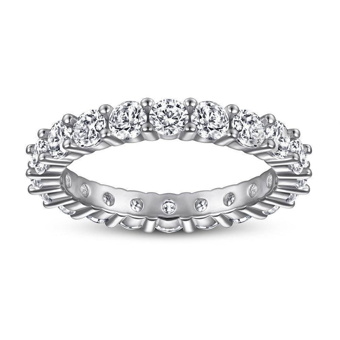 S925 Silver Women's Sterling Row Ring Same Row Diamond Zircon Women's Silver Ring Z+2 1/2 - Dio Kollections