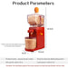 Peanut butter maker with dimensions and product parameters on a white background