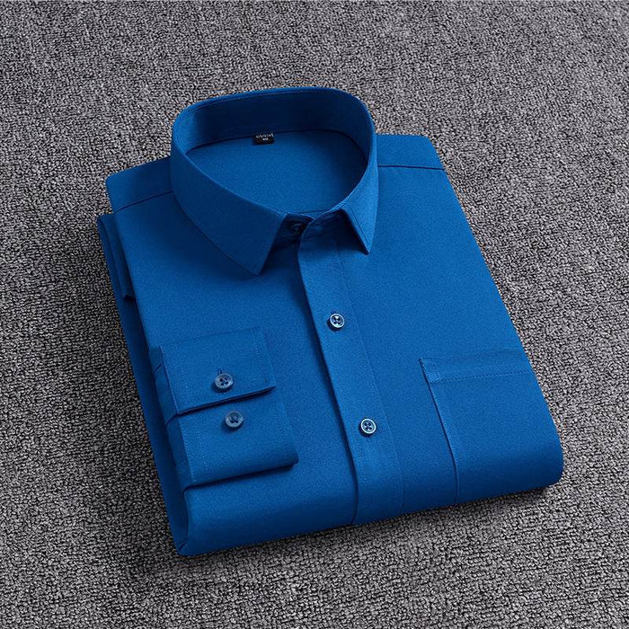 Men's Shirt With Pockets Middle-Aged Long-Sleeved Casual No-iron Four-Sided Stretch Business Shirt - Dio Kollections