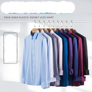 Size 48 Men's Long Sleeve Business Workwear Anti-Wrinkle Suit Stretch Breathable Shirt - Dio Kollections