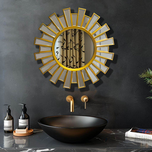 Sunglass Decorative Glass Round Mirror Entrance Wall-Mounted Mirror - Dio Kollections