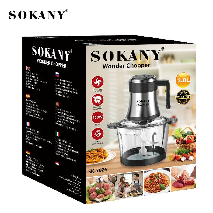 Dio SOKANY 3L Electric 800W Powerful Multifunctional Meat Grinder Home Appliance Food Processor Meat Vegetables Blender Grinder - Dio Kollections