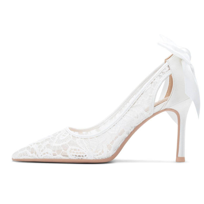 Dio Lace Shallow Mouth Pointed Toe Thread Bow Wedding Shoes - Dio Kollections