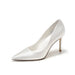 White high-heeled shoe on a white background