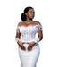 Dio African White Mermaid Wedding Dress with Sheer Long Sleeves - Dio Kollections