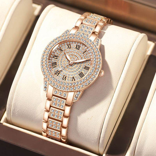 Full Diamond Roman Pattern Women's Watch Bracelet Cornucopia Women's Style - Dio Kollections