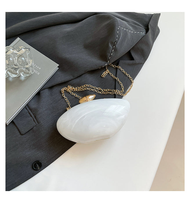 New Dinner Bag Oval Shell Goose Egg Acrylic Evening Chain Shoulder Bag