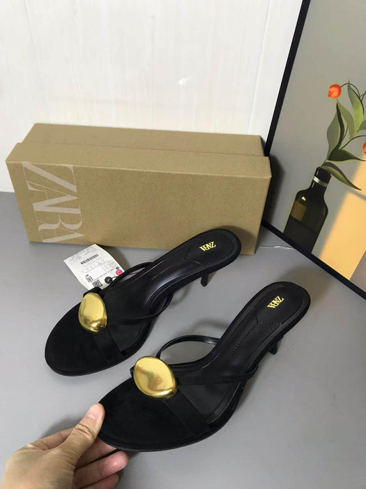 Elegant Black Metal Detail Stiletto Sandals for Women - Dio Kollections