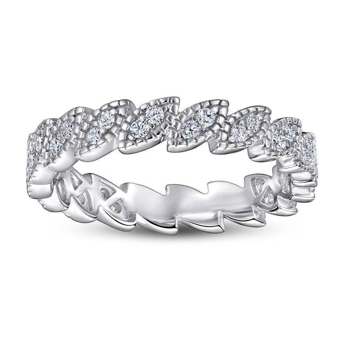 S925 Silver Women's Sterling Row Ring Same Row Diamond Zircon Women's Silver Ring Z+2 1/2 - Dio Kollections