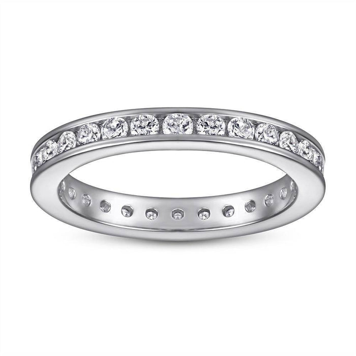 S925 Silver Women's Sterling Row Ring Same Row Diamond Zircon Women's Silver Ring Z+2 1/2 - Dio Kollections
