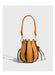 Yellow handbag with unique design on a white background