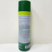 Green spray can with label on a white background