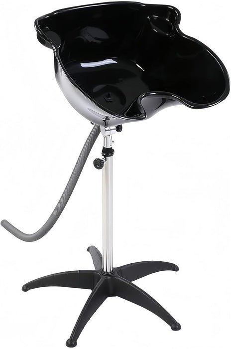 Black hair washing basin with stand on a white background